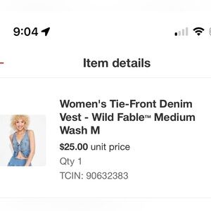 Wild Fable Blue Tie-Front Denim Vest